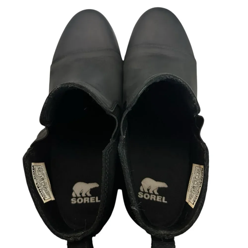 Sorel Evie Pull On Ankle Booties Women’s 9.5 Waterproof Suede Leather Black LNC